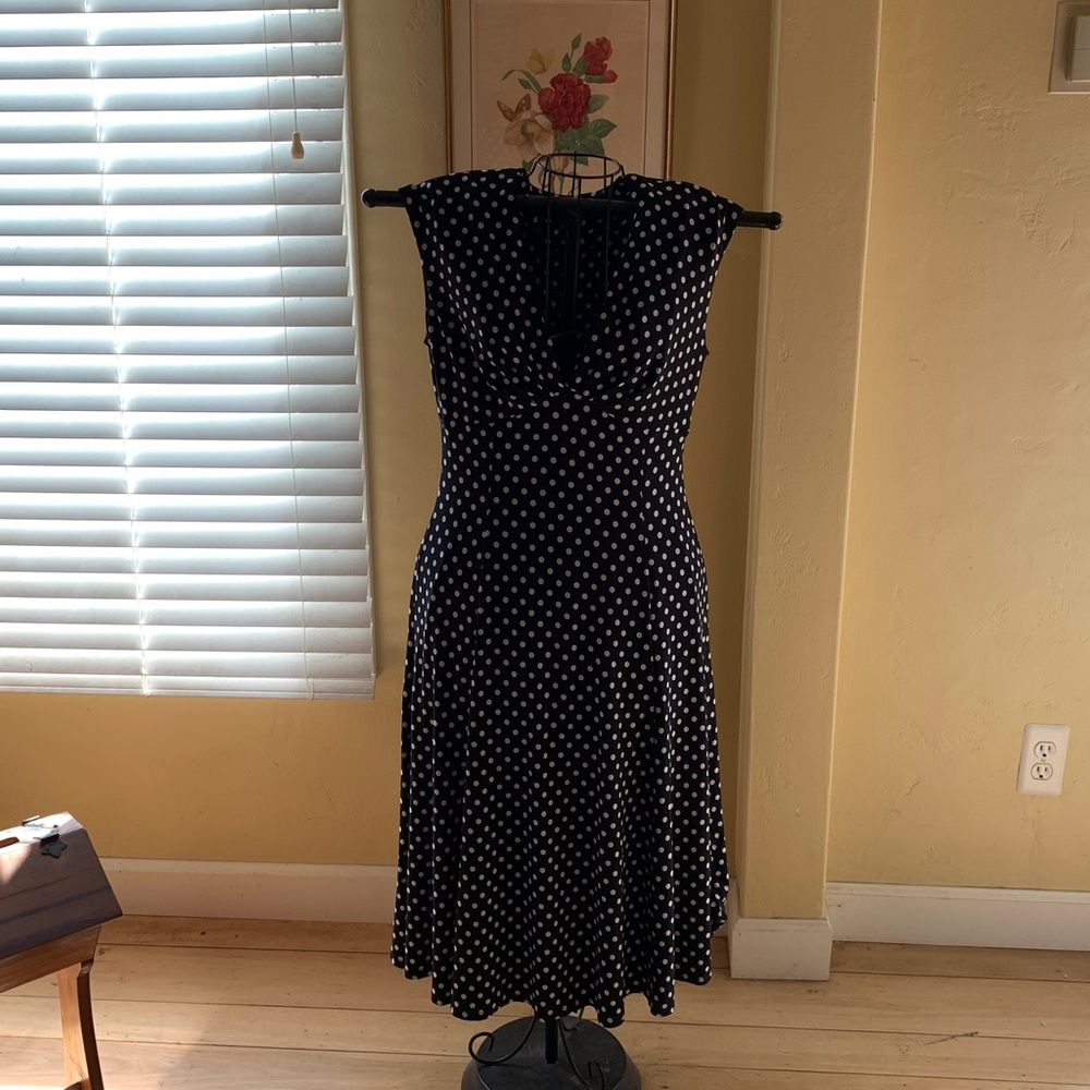 CHAPS - Black and White Polka Dot Dress